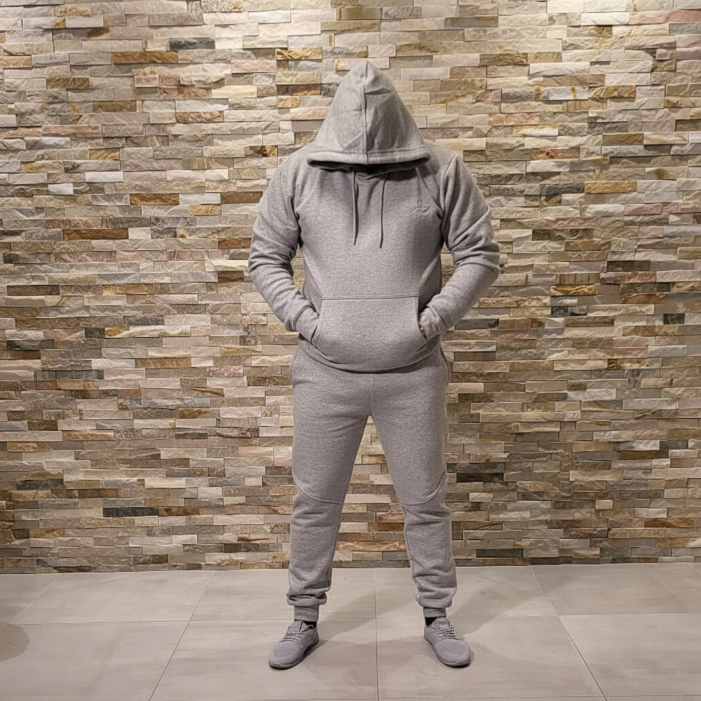 Ensemble 2 Pièces LEE COOPER Gris Perle - Pull à Capuche & Pantalon Coordonné