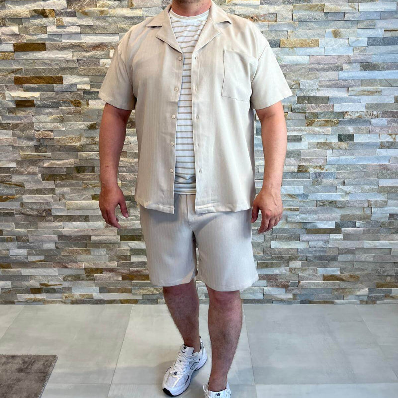 Ensemble short chemise beige homme – FRILIVIN - mnshopmode