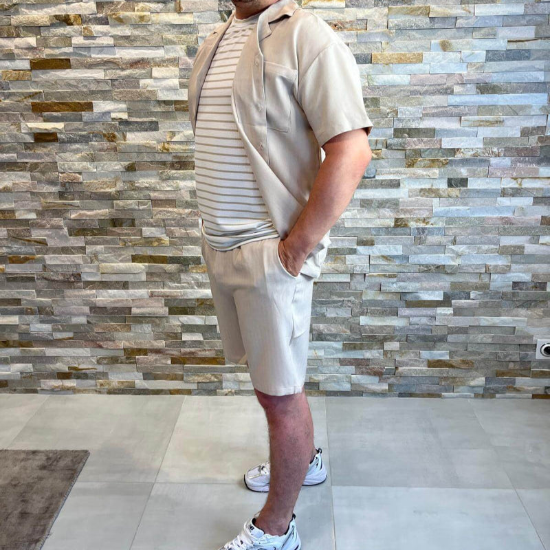 Ensemble short chemise beige homme – FRILIVIN - mnshopmode
