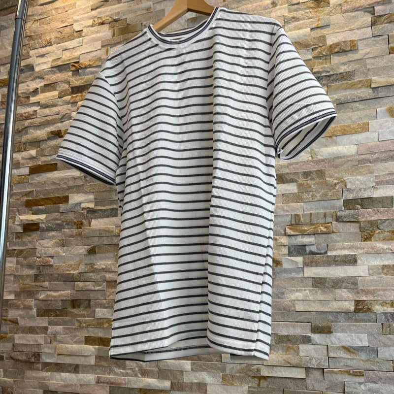 T-shirt marinière blanc/gris homme – AXION PLUS - mnshopmode