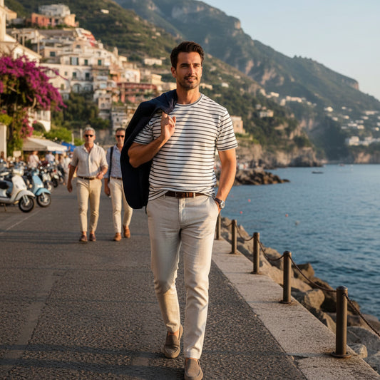 T-shirt marinière blanc/gris homme – AXION PLUS - mnshopmode